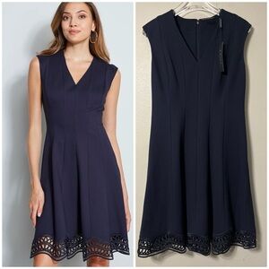 Elie Tahari Heidi A-line Dress Stargazer Navy Size 8 Career Professional